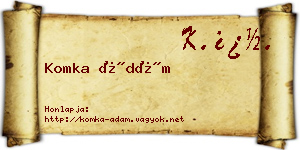 Komka Ádám névjegykártya