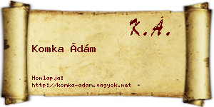 Komka Ádám névjegykártya